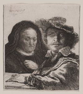 Auto-retrato com a mãe do artista de Rembrandt van Rijn