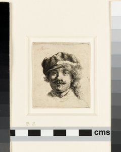Autorretrato com capa flexível, c.1634 (gravura) de Rembrandt van Rijn