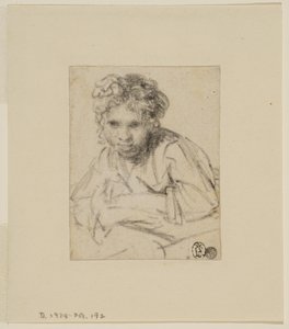 Estudo para o quadro "Uma Menina na Janela", antes de 1645 (grafite sobre papel) de Rembrandt van Rijn