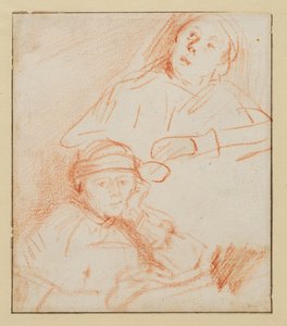 Dois estudos de Saskia, 1636-1637 por volta de de Rembrandt van Rijn