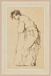 Jovem apoiado num pau de Rembrandt Harmensz. van Rijn