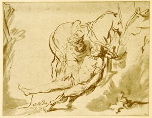 O Bom Samaritano examinando os feridos de Rembrandt van Rijn