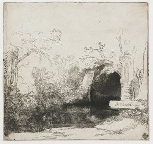 Um riacho com uma gruta e um barco ("Het spelonkje")
Um riacho com uma gruta e um barco de Rembrandt van Rijn