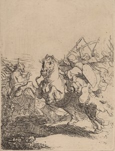 Uma luta de cavalaria, c. 1632. de Rembrandt van Rijn