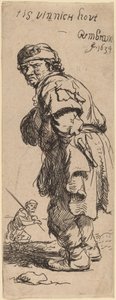 Um camponês chamando: "tis vinnich kout" (está muito frio) de Rembrandt van Rijn