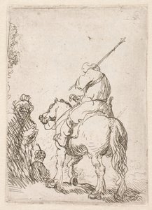 Um soldado com turbante a cavalo de Rembrandt van Rijn