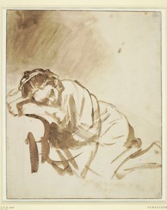 Uma jovem adormecida Hendrickje Stoffels, ca 1654 de Rembrandt van Rijn