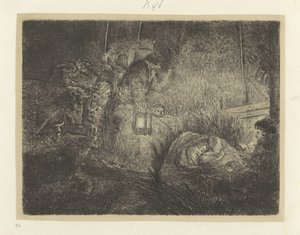 Aanbidding der herders: nachtstuk
Colecção de oitenta e cinco estampas originais (título da série) de Rembrandt van Rijn