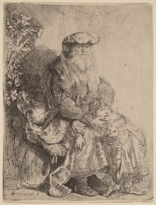 Abraão a acariciar Isaac de Rembrandt van Rijn