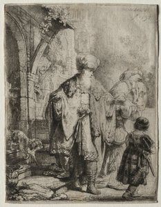 Abraão expulsando Hagar e Ismael, 1637. de Rembrandt van Rijn