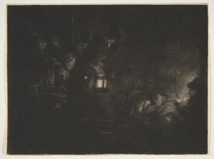 Adoração dos Pastores: Uma Peça Noturna, ca. 1657. de Rembrandt van Rijn