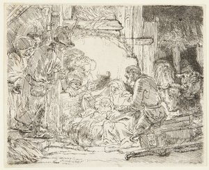 Adoração dos Pastores com a Lâmpada de Rembrandt van Rijn