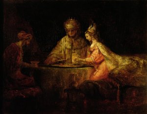 Assuero (Xerxes), Hamã e Ester, c.1660 de Rembrandt van Rijn