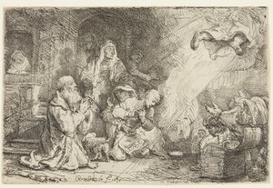 O Anjo que se Afasta da Família de Tobias de Rembrandt van Rijn