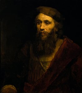 Homem barbudo com tampa de Rembrandt van Rijn