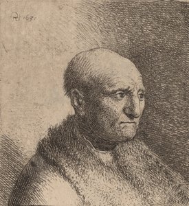 Homem careca em uma capa de pele, c. 1630. de Rembrandt van Rijn