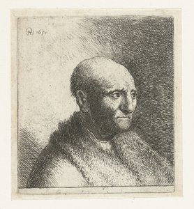 Homem careca com capa de pele: busto de Rembrandt van Rijn
