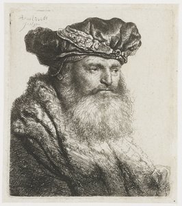 Homem barbudo de boné de veludo com fecho de jóias
Homem barbudo com barba de veludo com um fecho de jóia de Rembrandt van Rijn