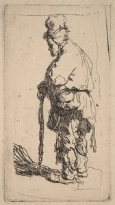 Mendigo apoiado numa bengala, virado para a esquerda de Rembrandt van Rijn