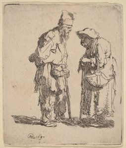 Um mendigo e uma mendiga a conversar de Rembrandt van Rijn