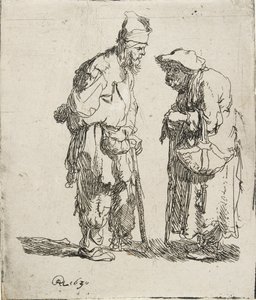 Mendigo e mendiga conversando, 1630 de Rembrandt van Rijn