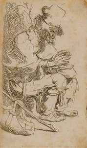 Mendigo a aquecer as mãos de Rembrandt van Rijn