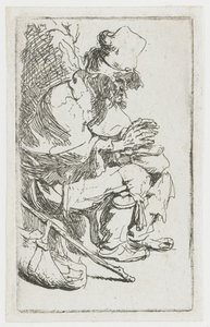 Mendigo a aquecer as mãos de Rembrandt van Rijn