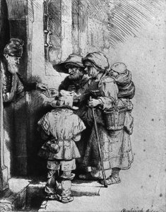 Mendigos à porta de uma casa, 1648 de Rembrandt van Rijn