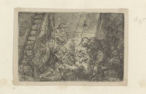 Besnijdenis in de stal Coleção de oitenta e cinco gravuras originais (título da série) de Rembrandt van Rijn