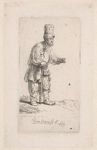 Camponês apoiado em uma vara de Rembrandt van Rijn