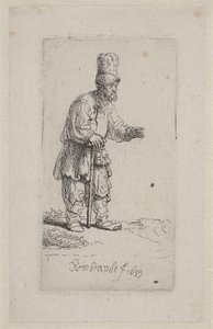 Camponês apoiado em uma vara de Rembrandt van Rijn