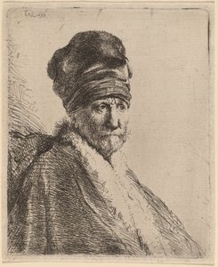 Busto de um homem usando um boné alto, três quartos à direita (o pai do artista?) de Rembrandt van Rijn