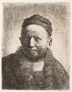 Busto de um homem (o pai de Rembrandt) de frente, com um gorro justo de Rembrandt van Rijn