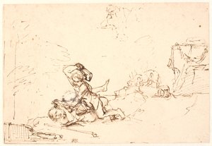 Caim Matando Abel de Rembrandt van Rijn