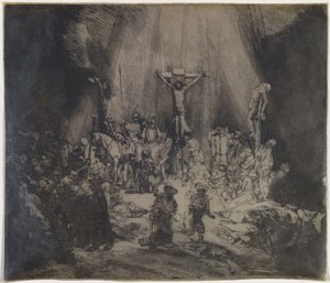 Cristo Crucificado entre os Dois Ladrões (As Três Cruzes) de Rembrandt van Rijn