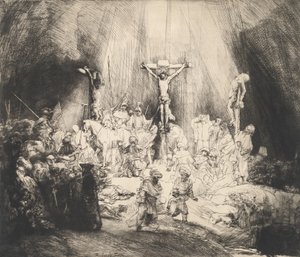 Cristo Crucificado entre os Dois Ladrões As Três Cruzes, 1653. de Rembrandt van Rijn