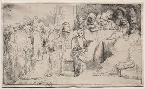 Cristo disputando com os médicos: um esboço de Rembrandt van Rijn