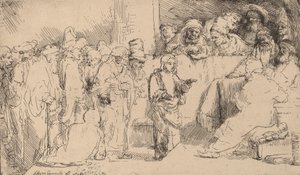 Cristo disputando com os médicos: um esboço, 1652. de Rembrandt van Rijn