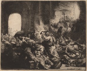 Cristo conduzindo os cambistas do templo de Rembrandt van Rijn