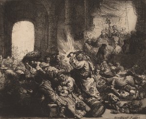 Cristo dirigindo os cambistas do templo, 1635. de Rembrandt van Rijn