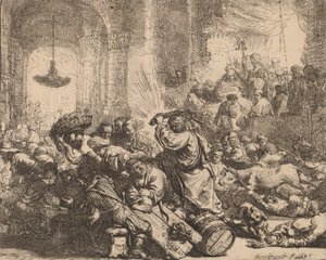 Cristo dirigindo os cambistas do templo, 1635. de Rembrandt van Rijn