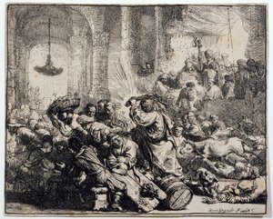 Cristo a conduzir os cambistas do Templo de Rembrandt van Rijn