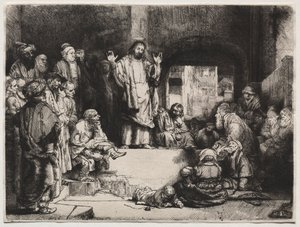 Cristo Pregando O Pequeno Túmulo, c. 1657. de Rembrandt van Rijn