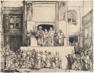 Cristo Apresentado ao Povo: Prato retangular de Rembrandt van Rijn