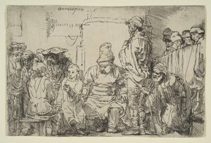 Cristo assentado disputando com os médicos, 1654. de Rembrandt van Rijn