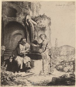 Cristo e a mulher de Samaria entre ruínas de Rembrandt van Rijn
