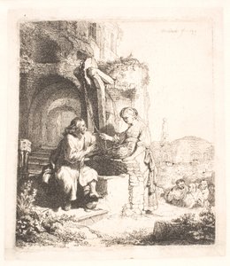 Cristo e a mulher de Samaria: entre ruínas de Rembrandt van Rijn