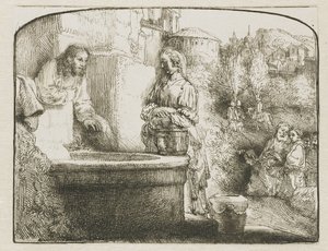 Cristo e a mulher de Samaria: uma estampa arqueada de Rembrandt van Rijn