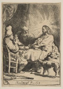 Cristo em Emaús: A Placa Menor, 1634. de Rembrandt van Rijn