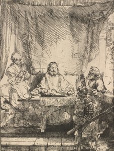 Cristo em Emaús: a Placa Maior, 1654. de Rembrandt van Rijn